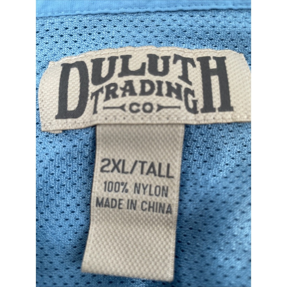 Duluth Large Mens Blue Long Sleeve Elbow Button Back Vent Button Down 2xl/Tall